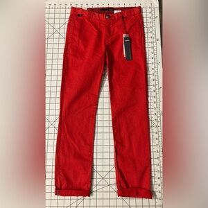 NWT Ikks Boy’s Size 10 (140 cm) Red Adjustable Waist Slack Fit Chino Pants